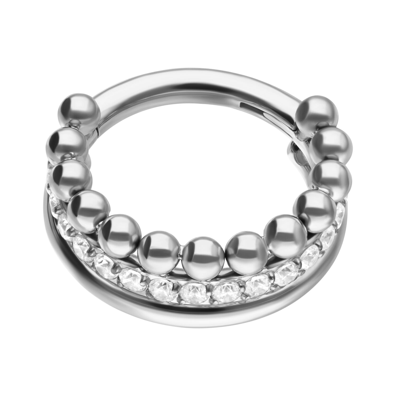 Triple Bubble Crystal Clicker argentato con cristalli, 12 mm