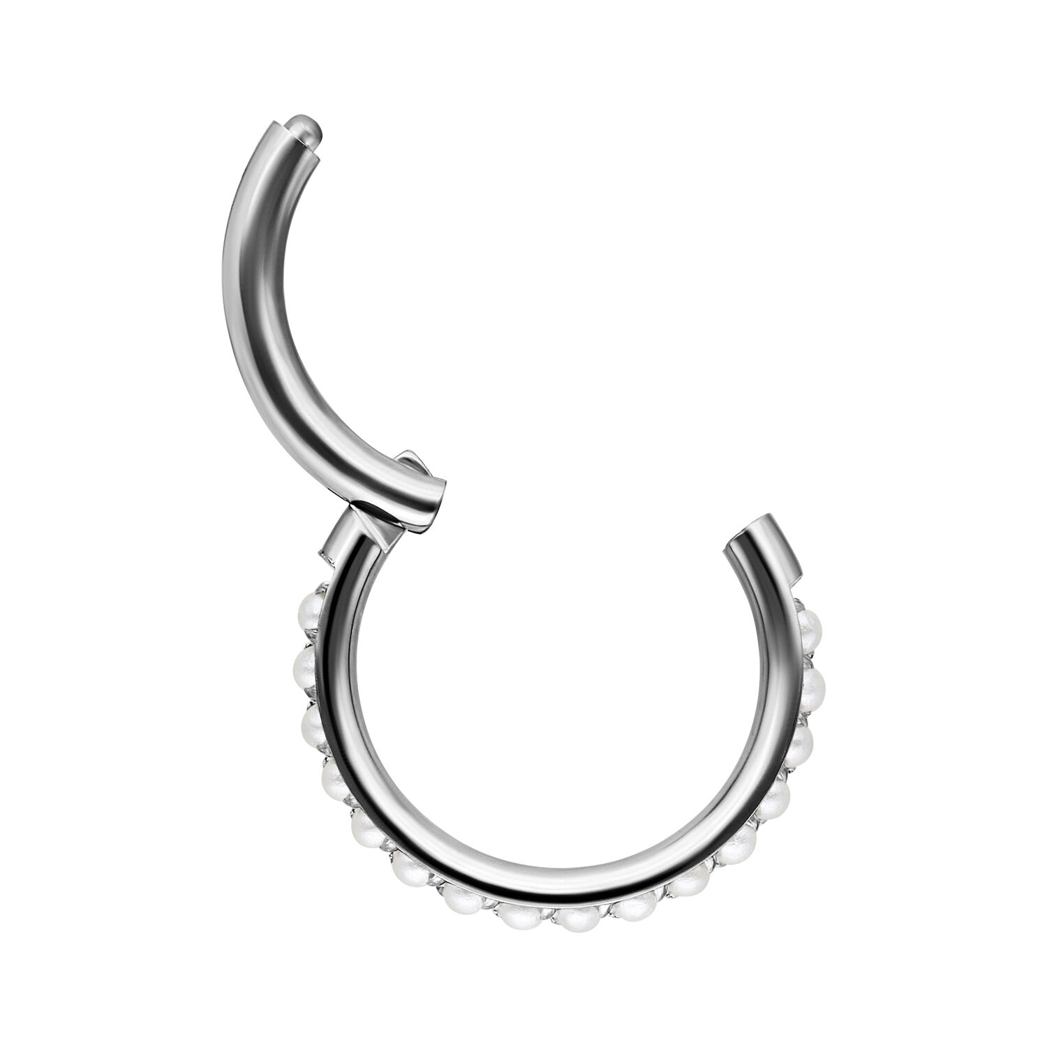 Clicker Pearl Argento con diametro interno di 6,0 mm su sfondo bianco