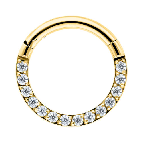 Clicker ad anello in oro con cristalli chiari, 6mm di diametro interno