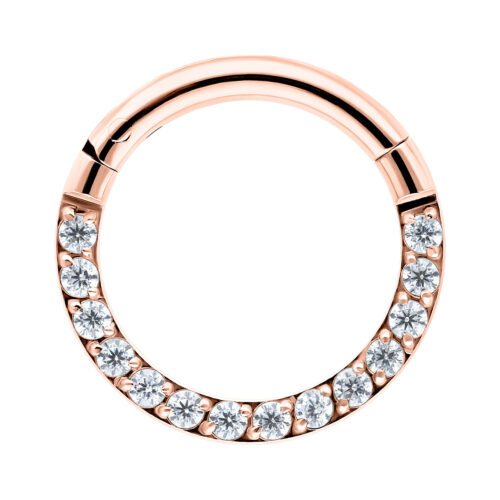 Clicker con Cristalli Pavé Oro Rosa da 6 mm su sfondo bianco