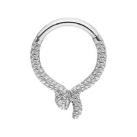 Clicker Serpentes in argento in titanio con motivo a serpente su sfondo bianco