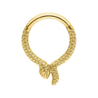 Clicker Piercing Serpentes dorato Anello Clicker dorato a forma di serpente su sfondo bianco