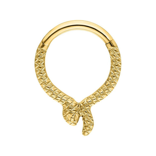 Anello Clicker dorato a forma di serpente su sfondo bianco