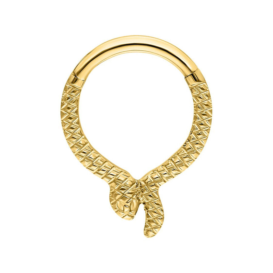 Clicker Piercing Serpentes dorato Anello Clicker dorato a forma di serpente su sfondo bianco