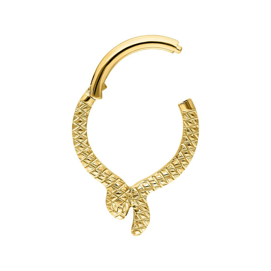Clicker Serpentes dorato in titanio Clicker Serpentes dorato in titanio con design a serpente su sfondo bianco