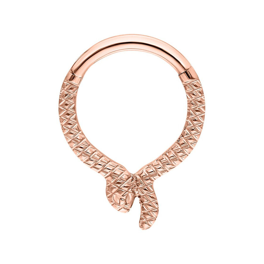 Rosé goldener Serpentes Clicker Piercing in Schlangenform auf weißem Hintergrund