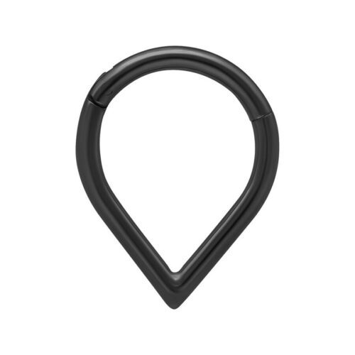 Teardrop Clicker nero in titanio su sfondo bianco