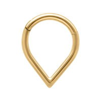 Anello Piercing Clicker a Goccia Dorato 8mm Anello Piercing Clicker a Goccia Dorato in titanio su sfondo bianco