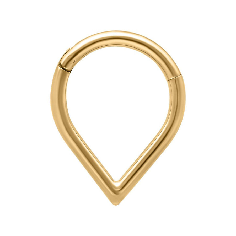 Anello Piercing Clicker a Goccia Dorato 8mm Anello Piercing Clicker a Goccia Dorato in titanio su sfondo bianco