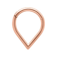 Teardrop Clicker in oro rosa di titanio su sfondo bianco