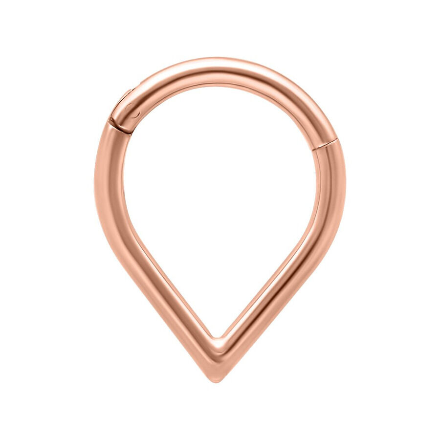 Teardrop Clicker in oro rosa di titanio su sfondo bianco