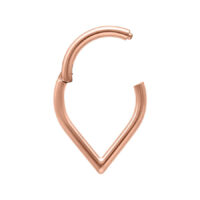 Teardrop Clicker in oro rosa di titanio, aperto su sfondo bianco