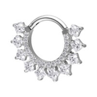 Clicker setto in argento con cristalli scintillanti su sfondo bianco