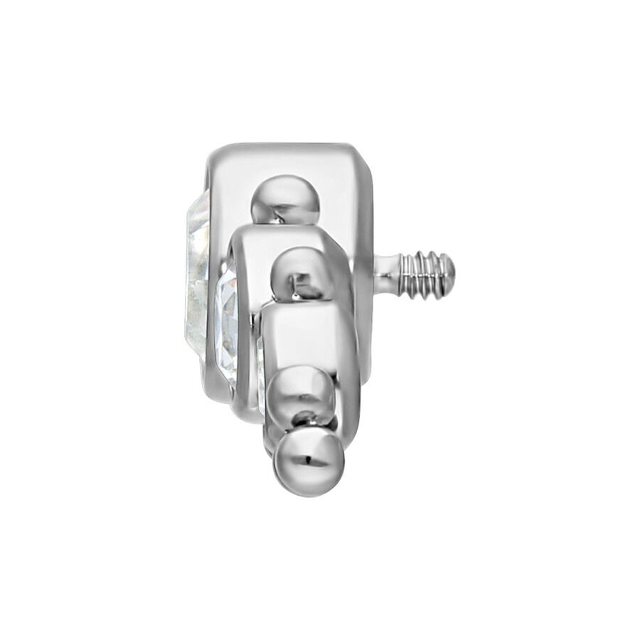 Accessorio in titanio argentato con cristalli chiari, filettatura esterna