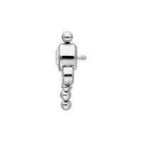 Accessorio piercing argento con cristallo chiaro su sfondo bianco