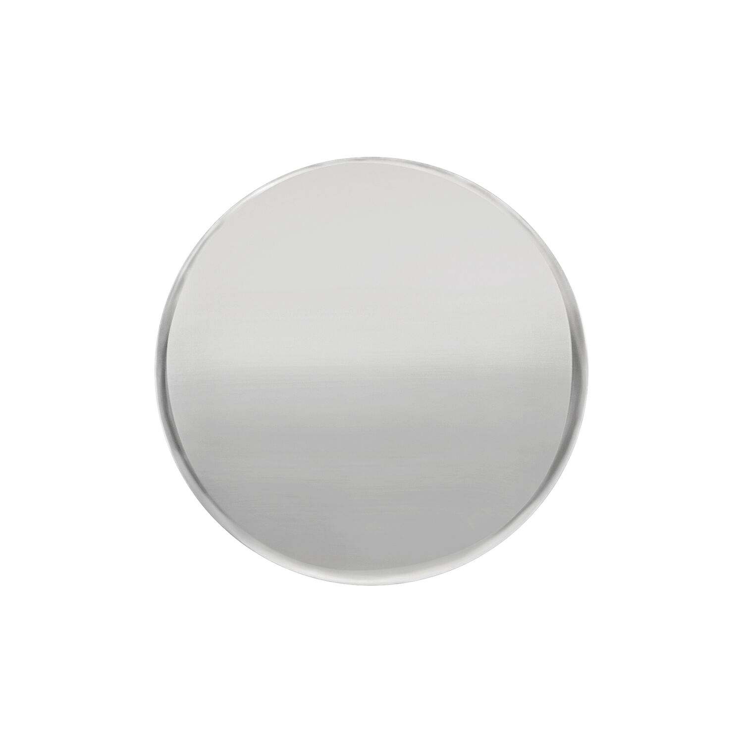 Accessorio rotondo in titanio argento su sfondo bianco