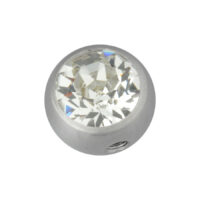 Accessorio per piercing in argento con cristallo trasparente, sfera da 8 mm