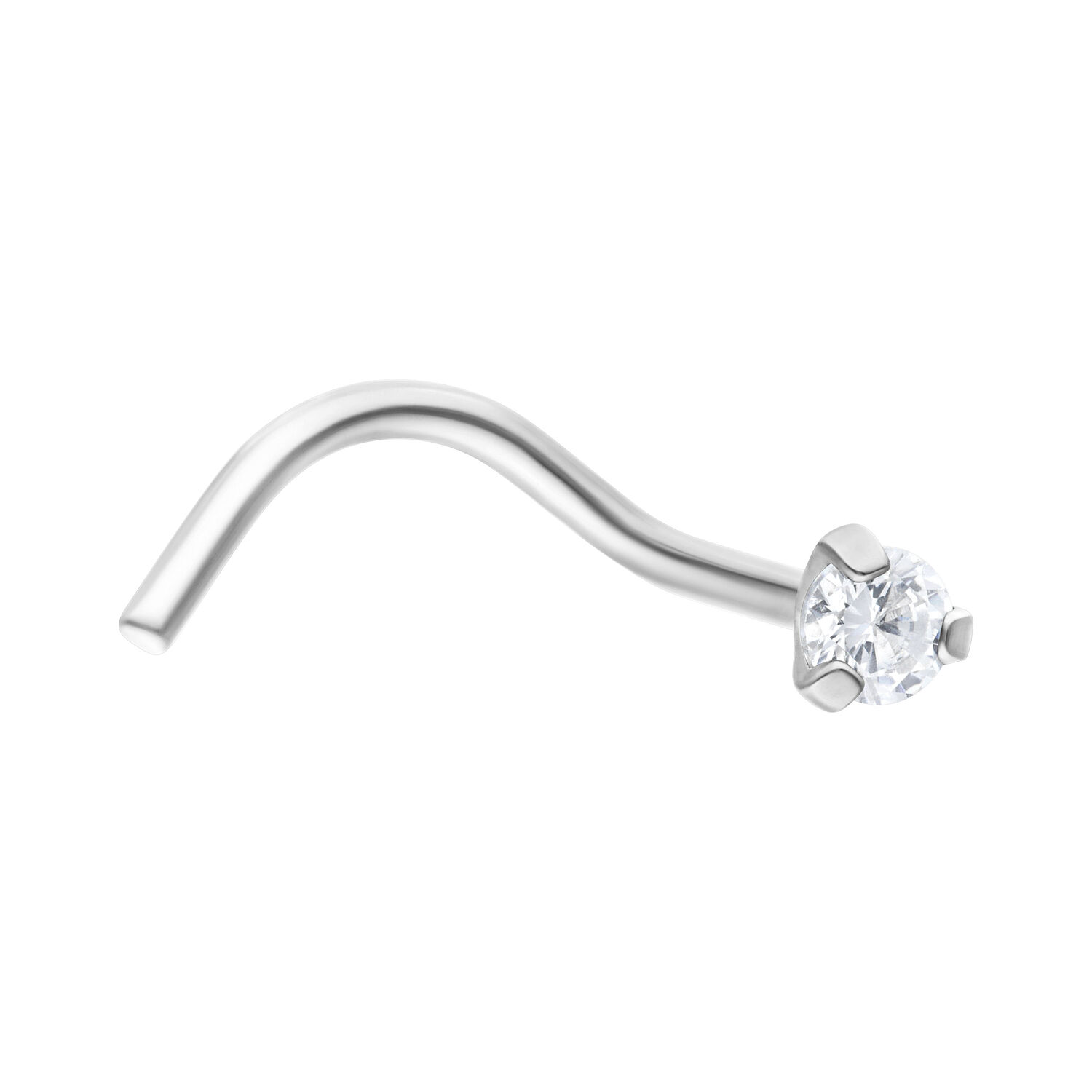 Piercing nasale curvo in titanio argento con cristallo chiaro