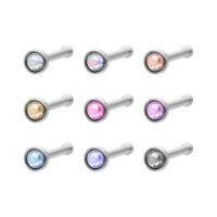 Piercing nasale in titanio argento con vari colori di cristallo su sfondo bianco