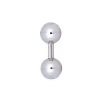Barbell in argento titanio con due sfere su sfondo bianco