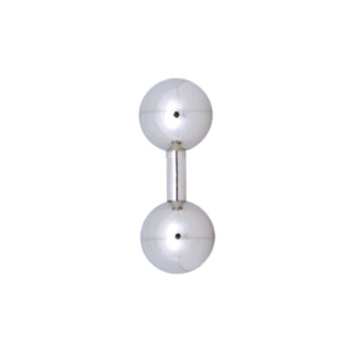 Barbell in argento titanio con due sfere su sfondo bianco