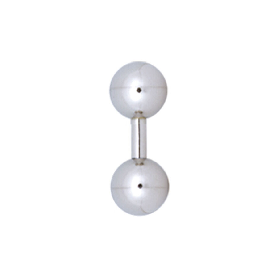 Barbell in argento titanio con due sfere su sfondo bianco