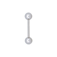 Barbell in titanio argento con due sfere su sfondo bianco