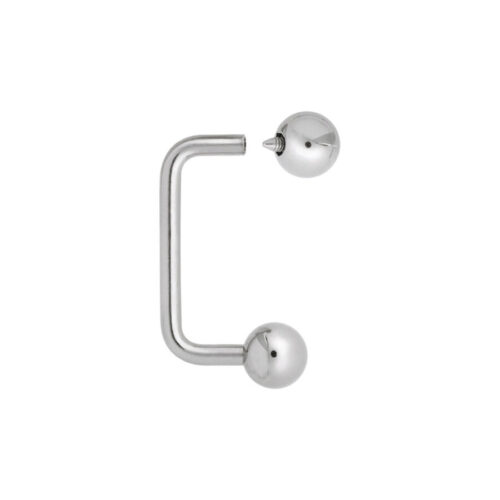 Surface Barbell in titanio argento con due sfere su sfondo bianco