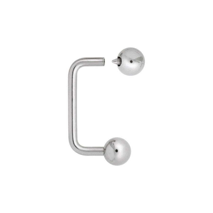 Surface Barbell in titanio argento con due sfere su sfondo bianco