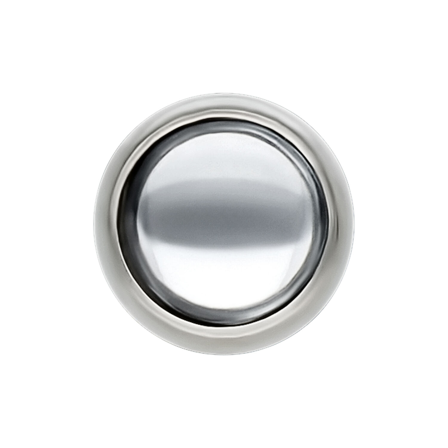 Accessorio Piercing in Titanio con Sfera Cristallina Accessorio piercing in titanio argento con sfera cristallina da 6 mm su sfondo bianco