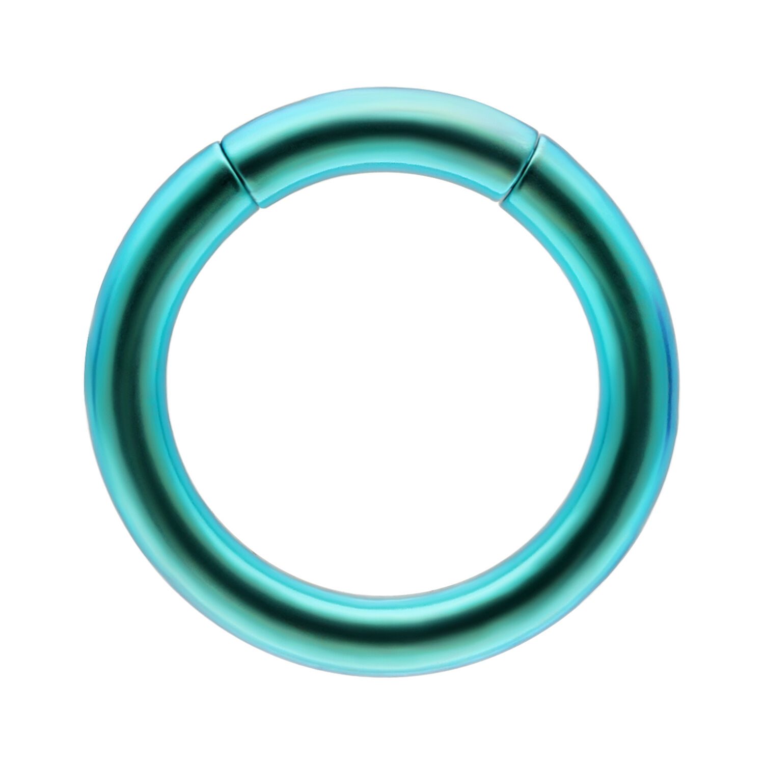 Anello segmento in titanio verde scuro, spessore 1,6 mm, diametro interno 8,0 mm, su sfondo bianco