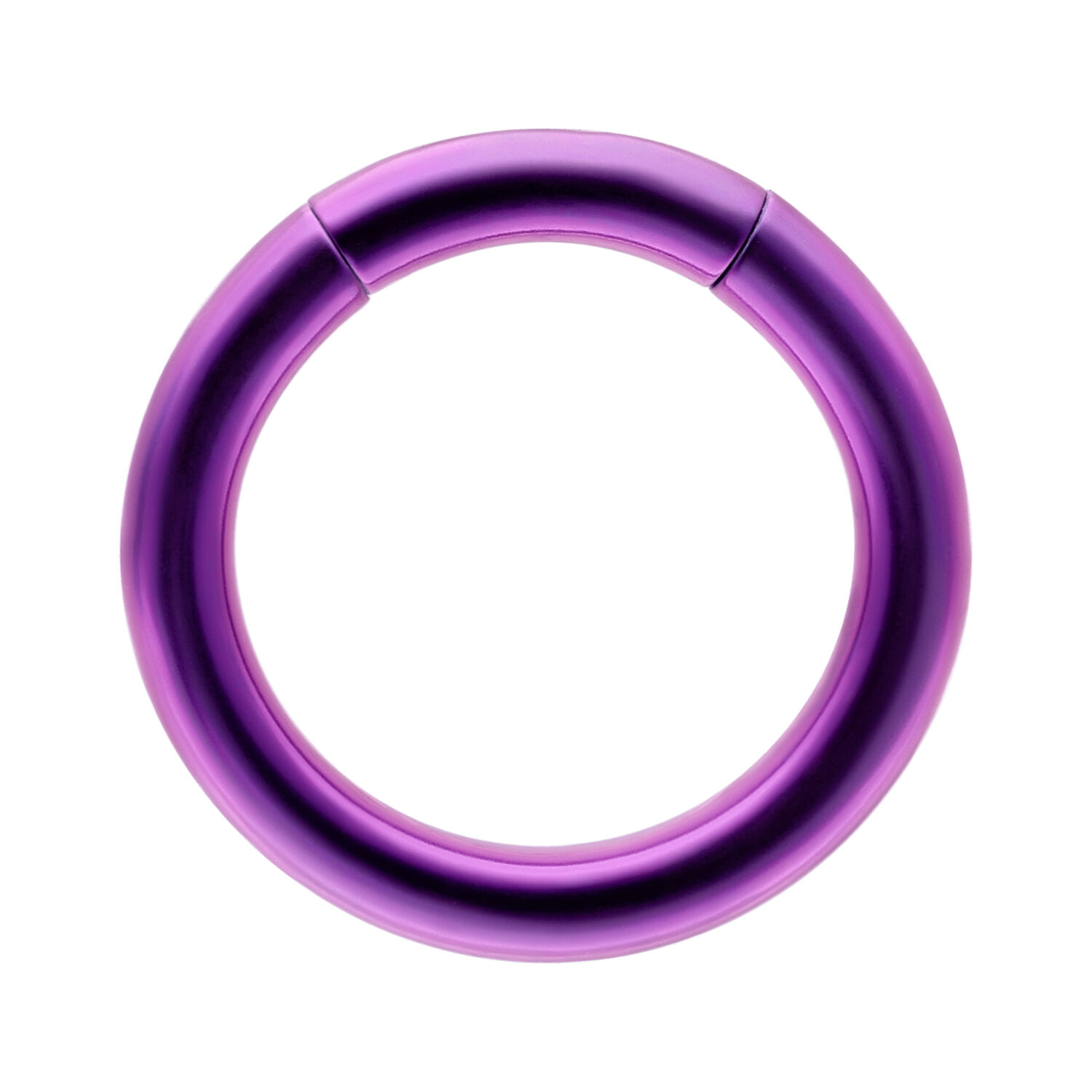Segmento viola in titanio con spessore di 1,2 mm e diametro di 8,0 mm su sfondo bianco