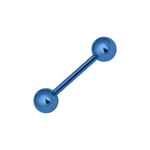 Barbell in titanio blu scuro con sfere da 6mm su sfondo bianco