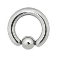 Anello in titanio argento con sfera, spessore 5 mm, diametro interno 16 mm