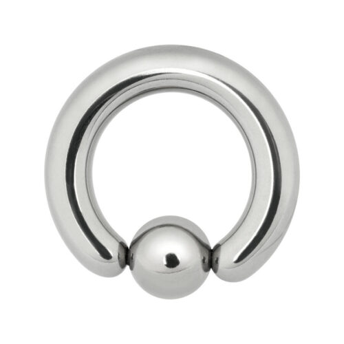 Anello in titanio argento con sfera, spessore 5 mm, diametro interno 16 mm