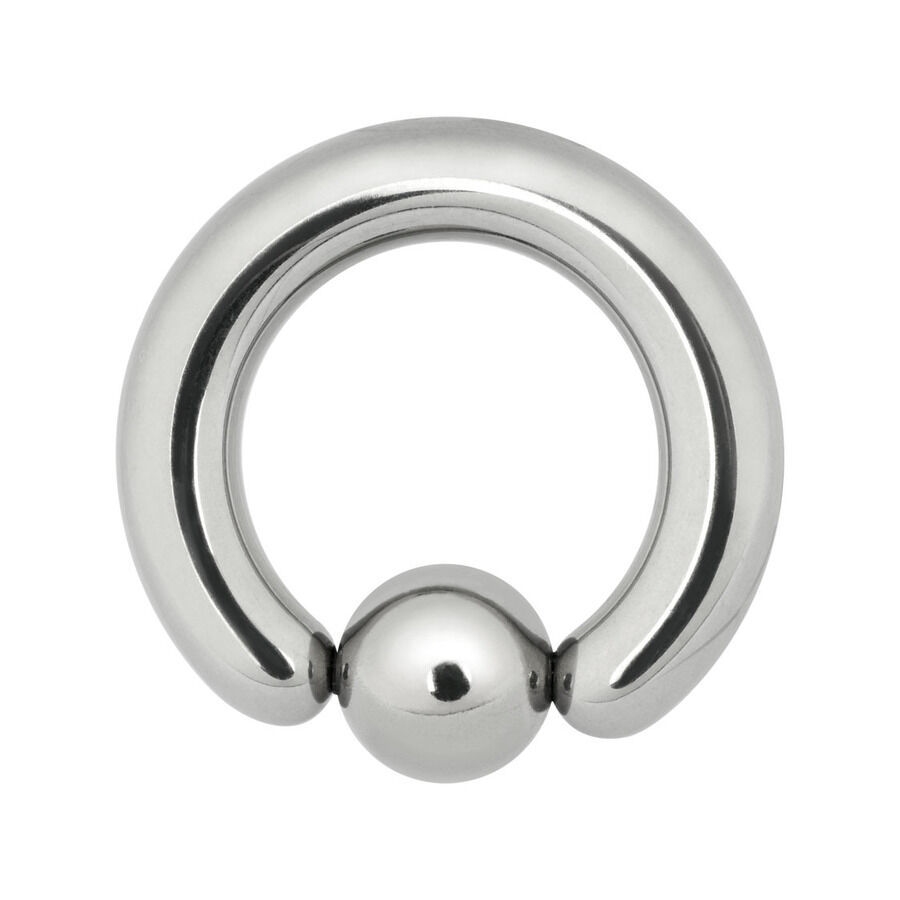 Anello in titanio argento con sfera, spessore 5 mm, diametro interno 16 mm