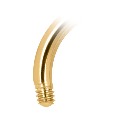 Circular Barbell in oro titanio con filettatura esterna su sfondo bianco