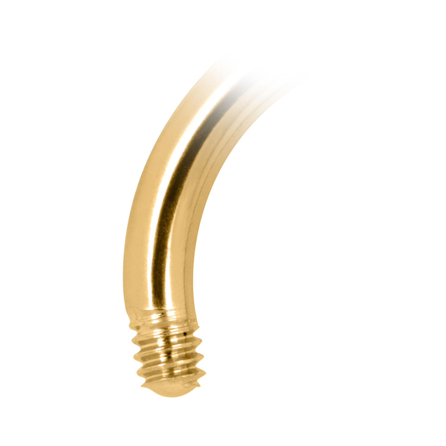 Circular Barbell in oro titanio con filettatura esterna su sfondo bianco