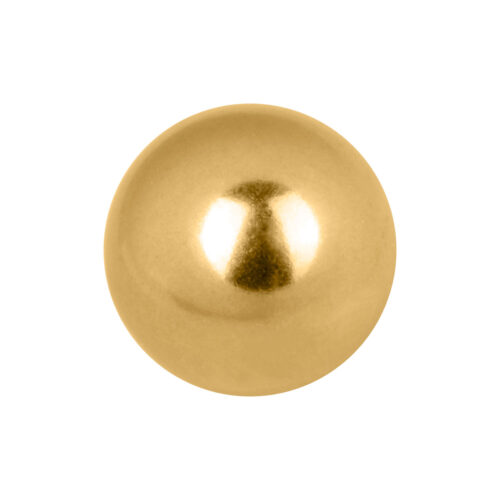 Sfera dorata in titanio su sfondo bianco