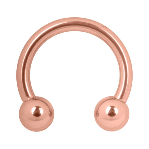 Barbell circolare in oro rosa con diametro interno di 7 mm su sfondo bianco