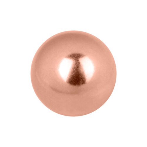 Sfera piercing oro rosa con diametro filettatura di 1,2 mm su sfondo bianco