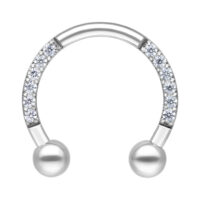 Barbell Circolare Argento con Cristalli, 8mm di diametro interno, su sfondo bianco