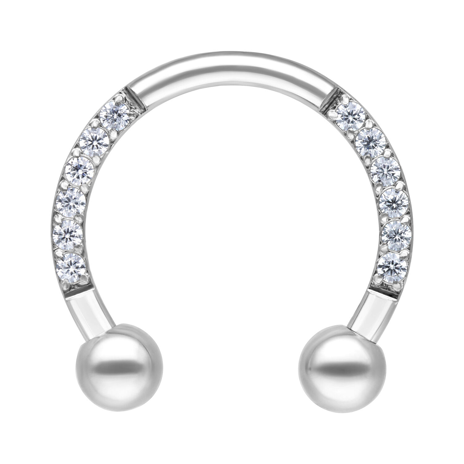 Barbell Circolare Argento con Cristalli, 8mm di diametro interno, su sfondo bianco