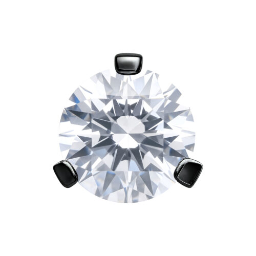 Piccola pietra cristallina con montatura nera, primo piano