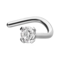 Piercing nasale in argento con cristallo chiaro su sfondo bianco