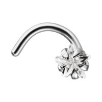 Piercing nasale in argento in acciaio chirurgico con stella di cristallo chiaro su sfondo bianco