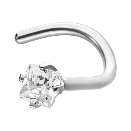 Piercing al naso in acciaio chirurgico con cristallo quadrato