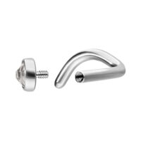 Piercing nasale in argento con cristallo interno, smontato su sfondo bianco