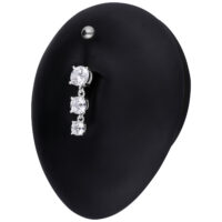 Banana bell in argento con tre cristalli chiari su display nero