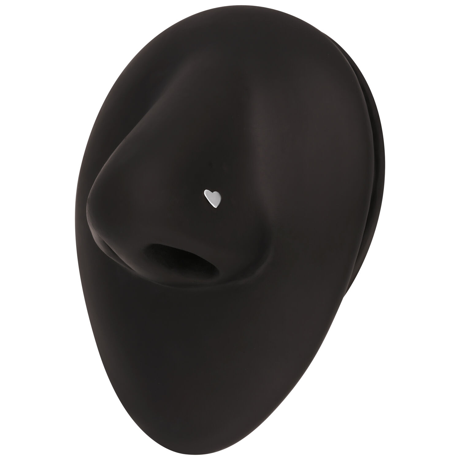 Piercing al naso nero con design a cuore Piercing al naso nero a forma di naso con piccolo cuore d'argento.